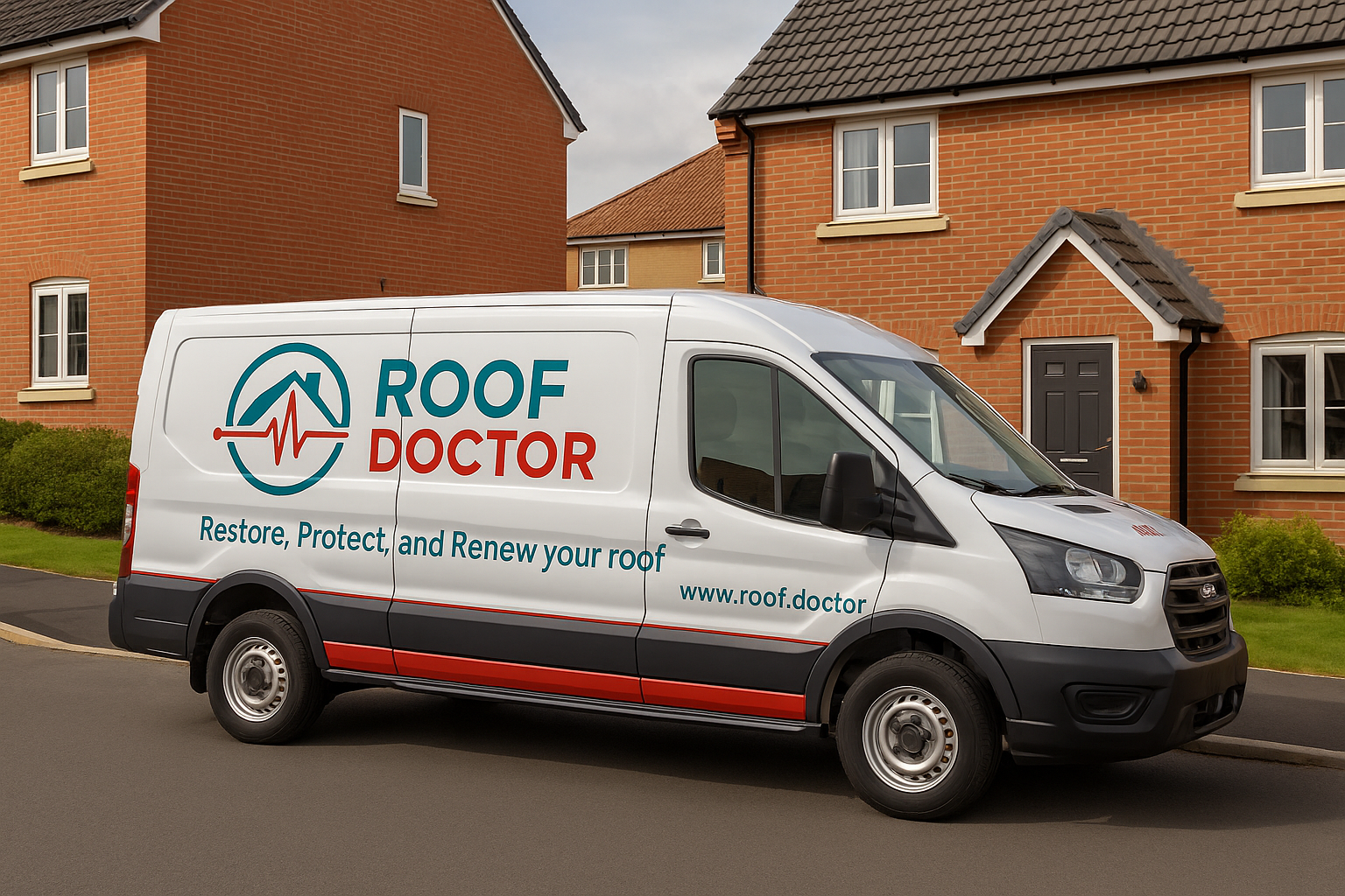 RoofDoctor team preparing beside branded van before starting work